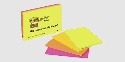 Notas Post-it® Super Sticky en formato grande
